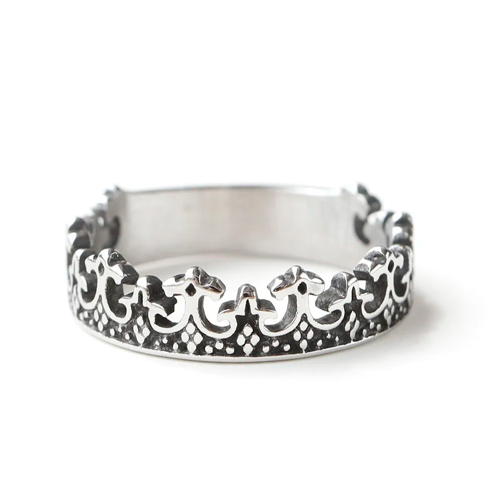 Mens Crown Ring - Stainless Steel Silver - Unisex - That Rock Aesthetic