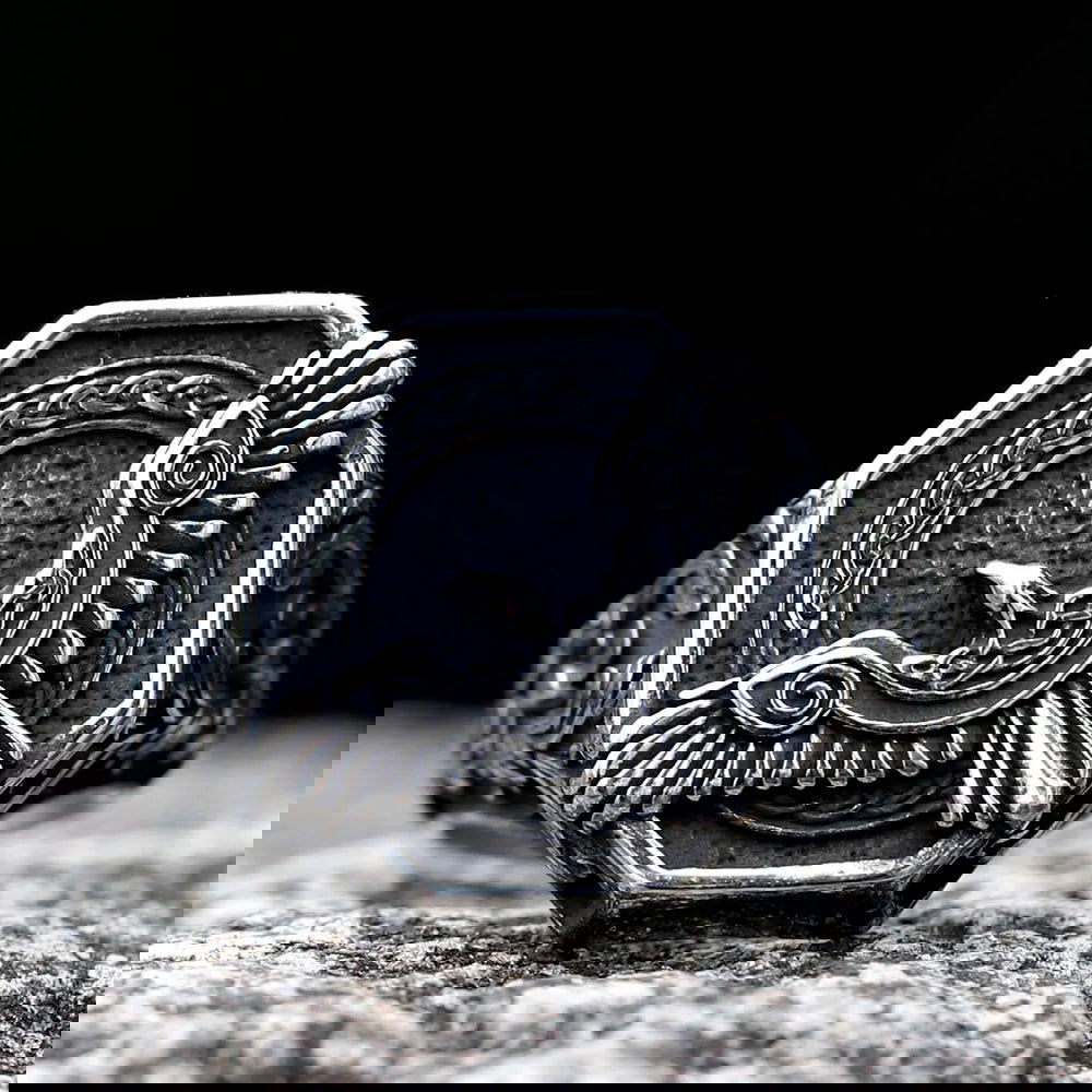 Norse Eagle Viking Ring Mens - Stainless Steel Silver - Unisex - That Rock Aesthetic