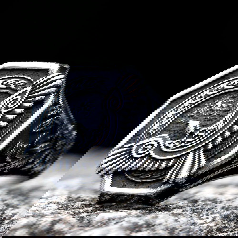 Norse Eagle Viking Ring Mens - Stainless Steel Silver - Unisex - That Rock Aesthetic