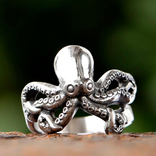 Octopus Mens Ring - Silver - Unisex - That Rock Aesthetic