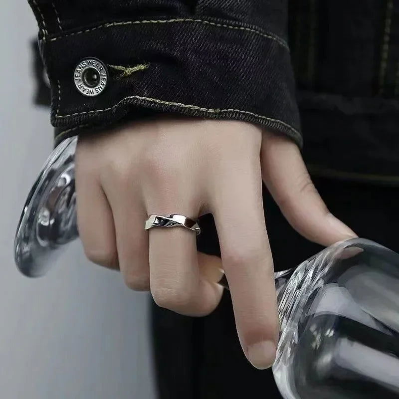 Open Mobius Ring Mens - Silver - Unisex - Adjustable - That Rock Aesthetic