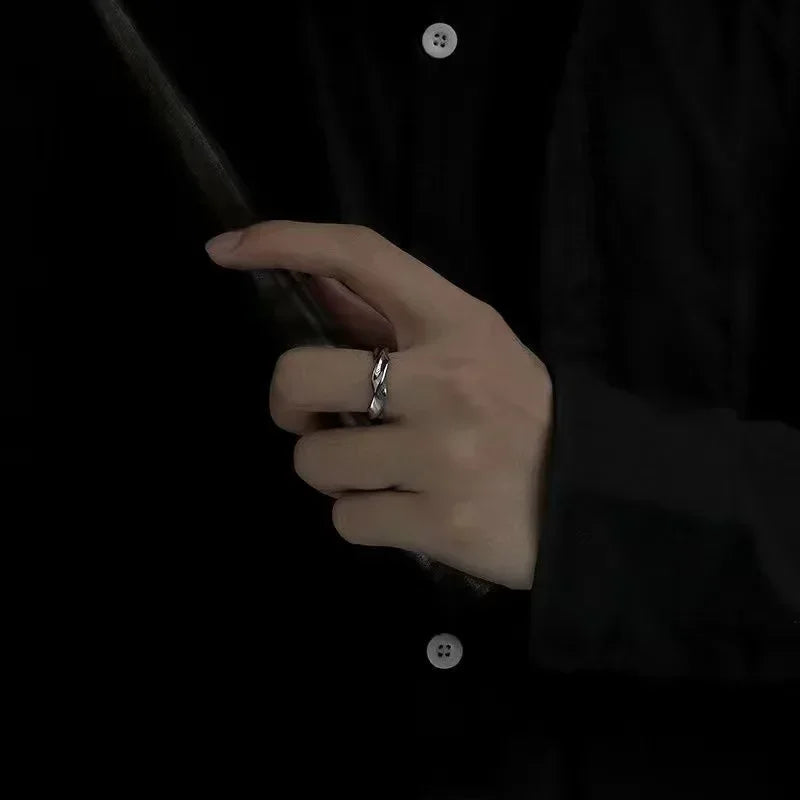 Open Mobius Ring Mens - Silver - Unisex - Adjustable - That Rock Aesthetic