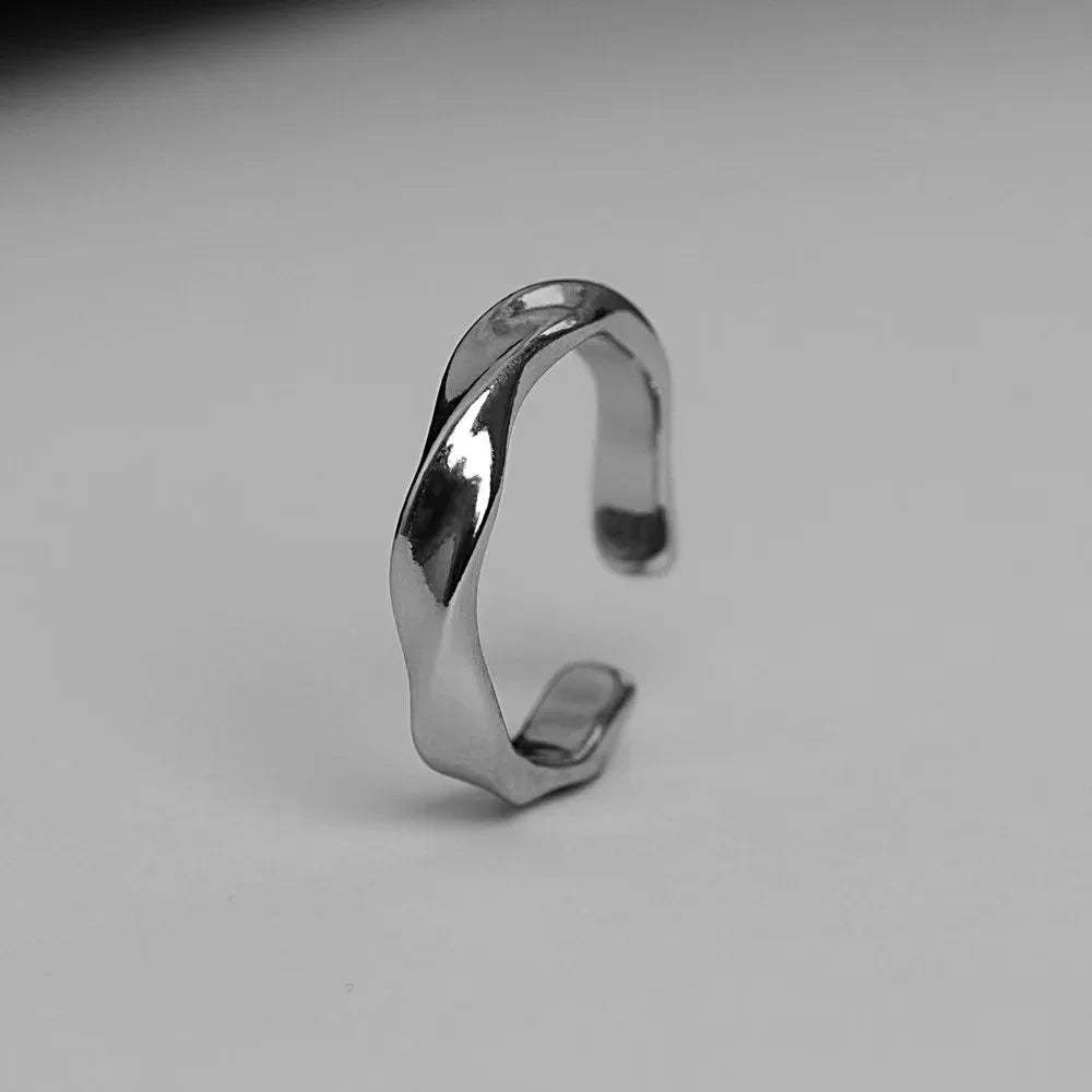 Open Mobius Ring Mens - Silver - Unisex - Adjustable - That Rock Aesthetic