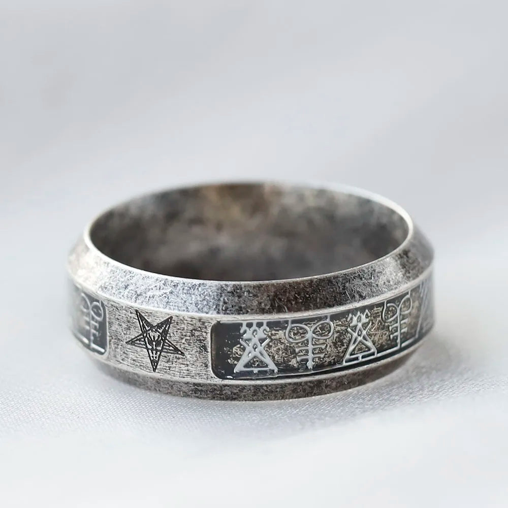Pentagram Satanic Ring Mens Devil Lucifer - Stainless Steel Silver - Unisex - That Rock Aesthetic