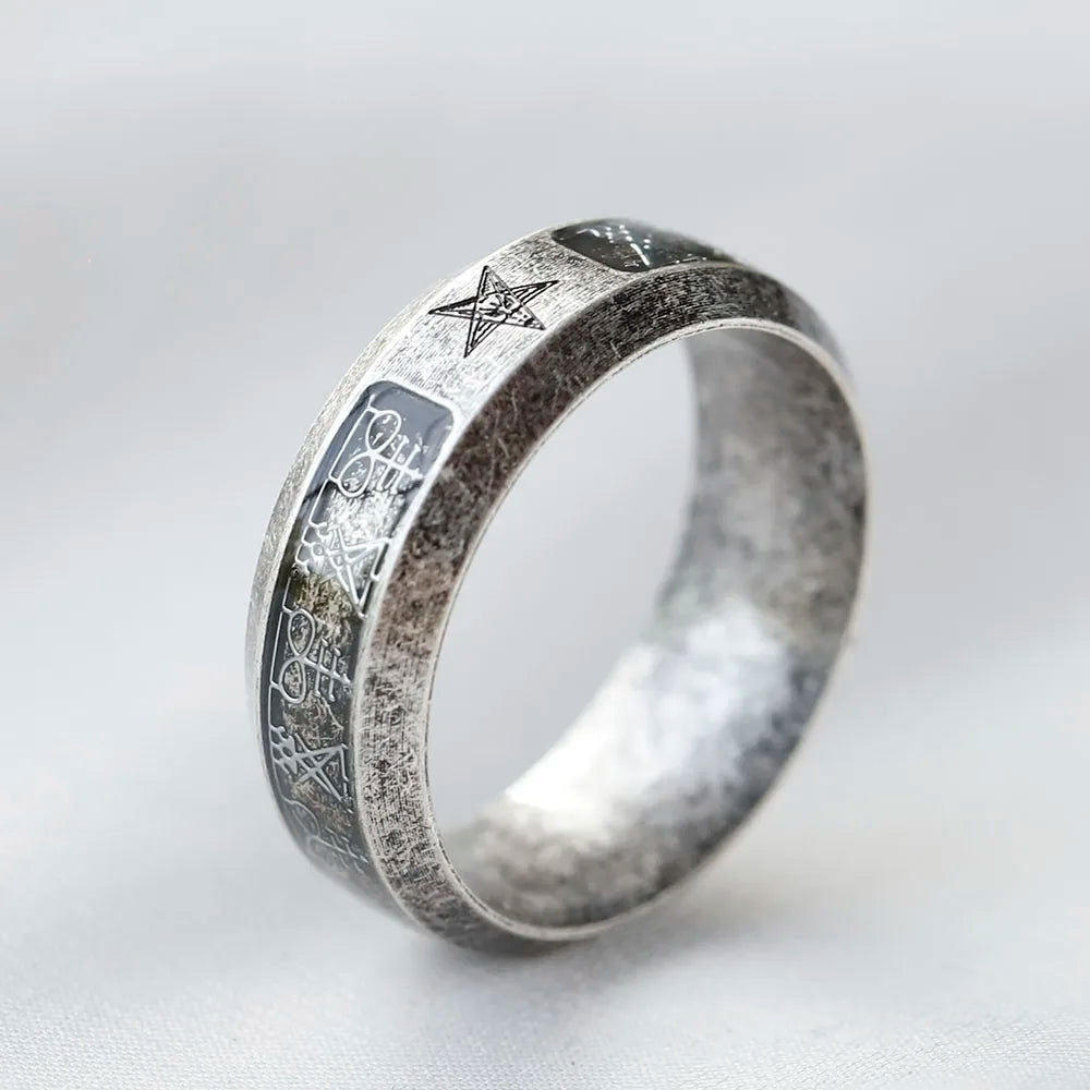 Pentagram Satanic Ring Mens Devil Lucifer - Stainless Steel Silver - Unisex - That Rock Aesthetic