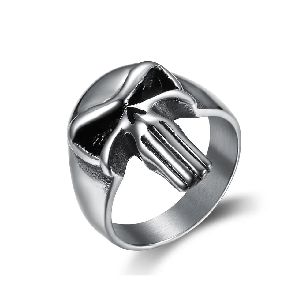 Punisher Skull Superhero Mens Marvel Ring - Stainless Steel Silver - Unisex - That Rock Aesthetic