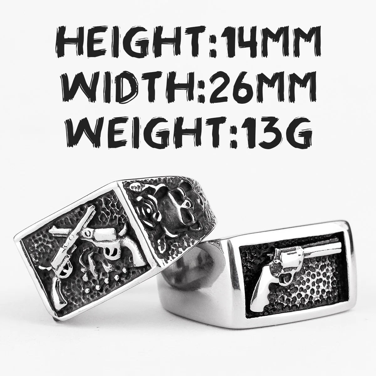 Revolver Gun Cowboy Ring Mens - Stainless Steel Silver - Unisex - That Rock Aesthetic