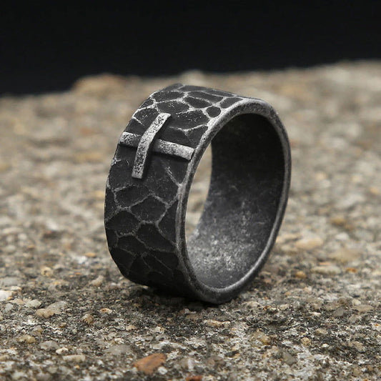 Rugged Christian Cross Ring Mens - Stainless Steel Silver - Unisex - That Rock Aesthetic