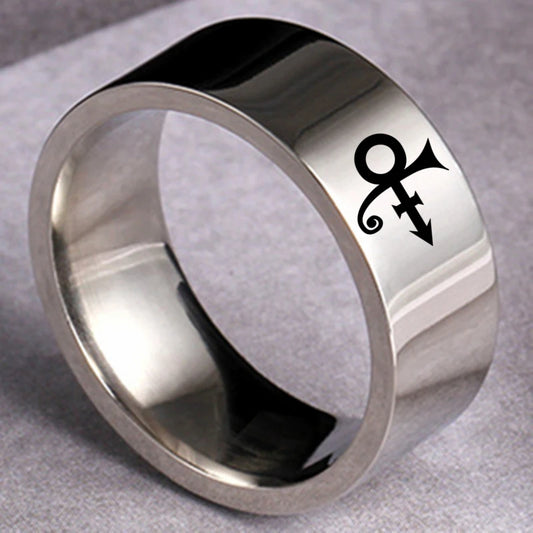 Prince Symbol Ring Music - Stainless Steel Silver, Gold & Black - Unisex