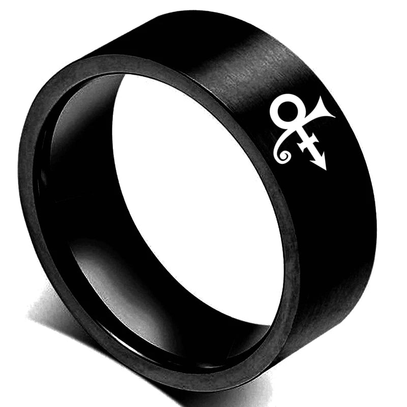 Prince Symbol Ring Music - Stainless Steel Silver, Gold & Black - Unisex