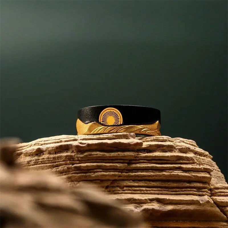 Sand Dune Desert Ring Boho - Gold & Black - Unisex - That Rock Aesthetic