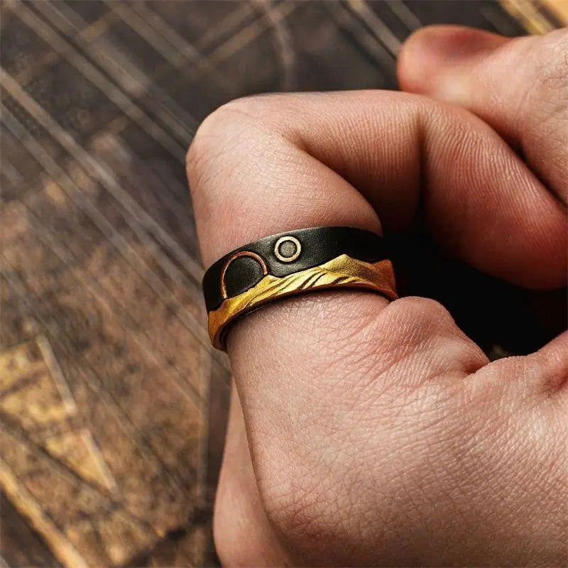 Sand Dune Desert Ring Boho - Gold & Black - Unisex - That Rock Aesthetic
