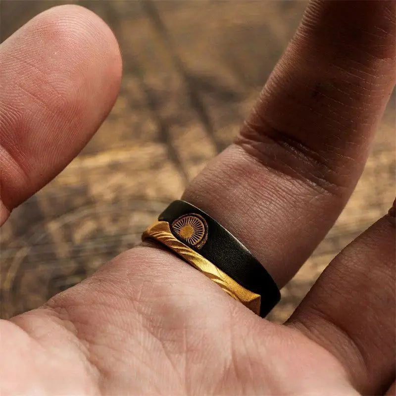 Sand Dune Desert Ring Boho - Gold & Black - Unisex - That Rock Aesthetic