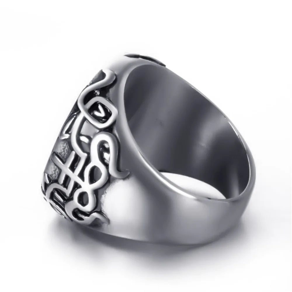 Satanic Pentagram Ring Mens Signet - Silver - Unisex - That Rock Aesthetic