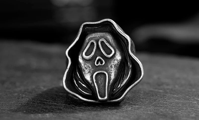 Scream Ghostface Mens Ring - Stainless Steel Silver - Unisex - That Rock Aesthetic
