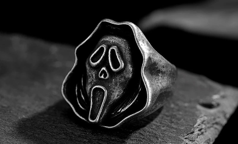 Scream Ghostface Mens Ring - Stainless Steel Silver - Unisex - That Rock Aesthetic