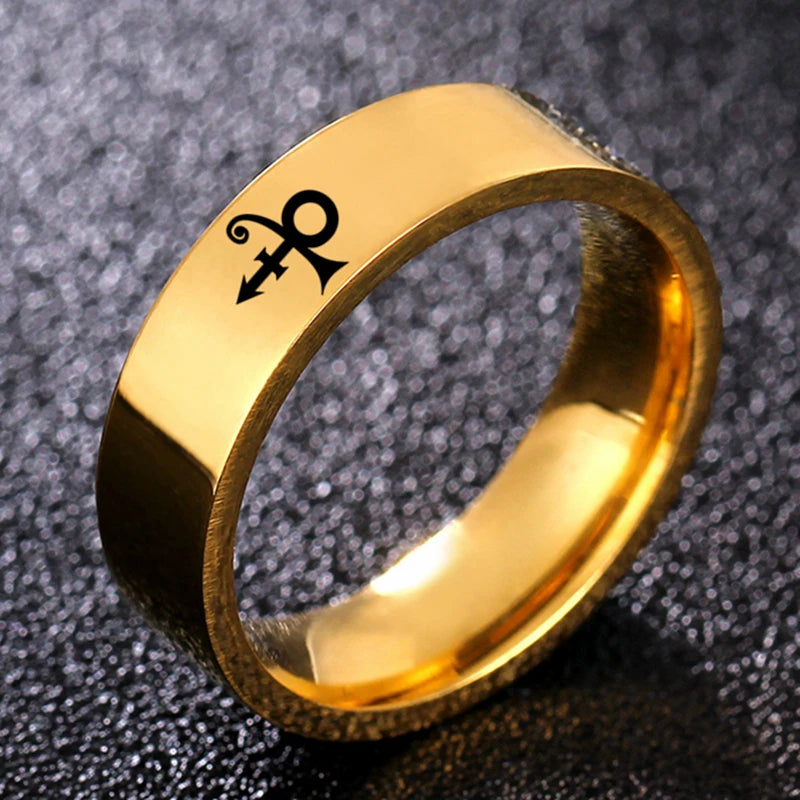 Prince Symbol Ring Music - Stainless Steel Silver, Gold & Black - Unisex