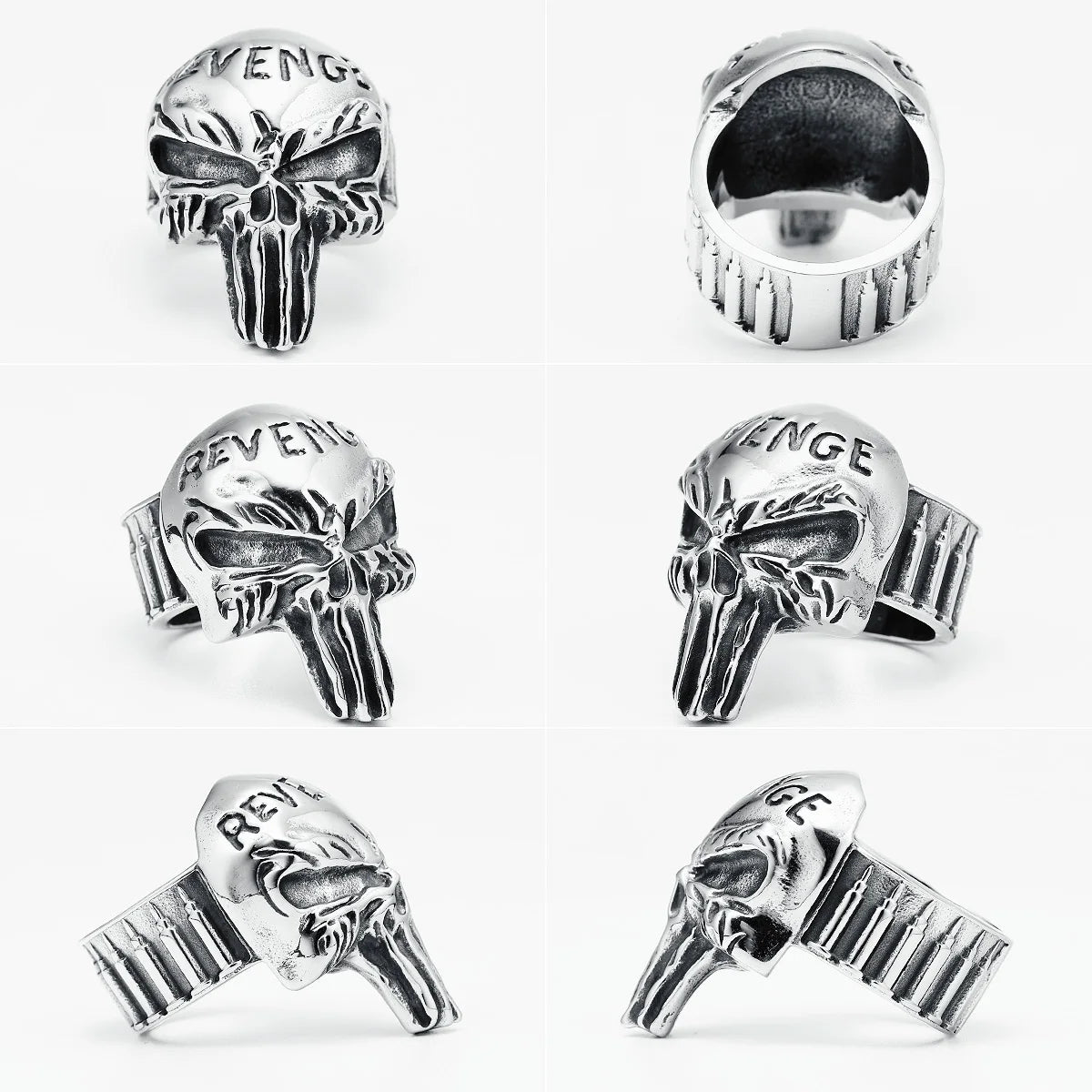 Skull Punisher Ring Marvel Mens - Stainless Steel Silver - Unisex