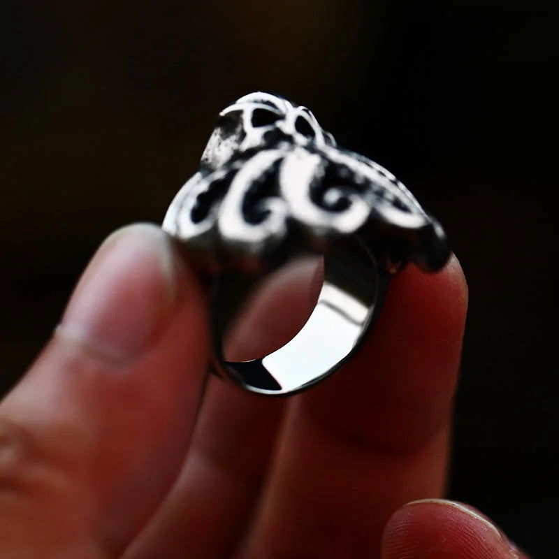 Skull Octopus Kraken Mens Ring - Titanium Steel Silver - Unisex - That Rock Aesthetic