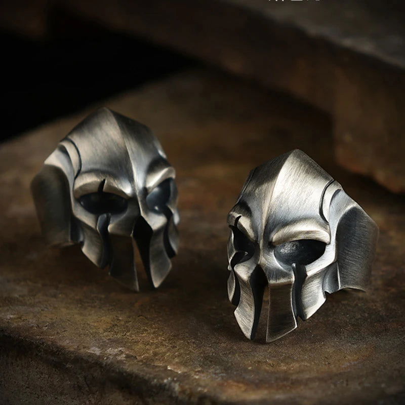 Spartan Warrior Helmet '300' Movie Mens Ring - Silver - Adjustable - That Rock Aesthetic