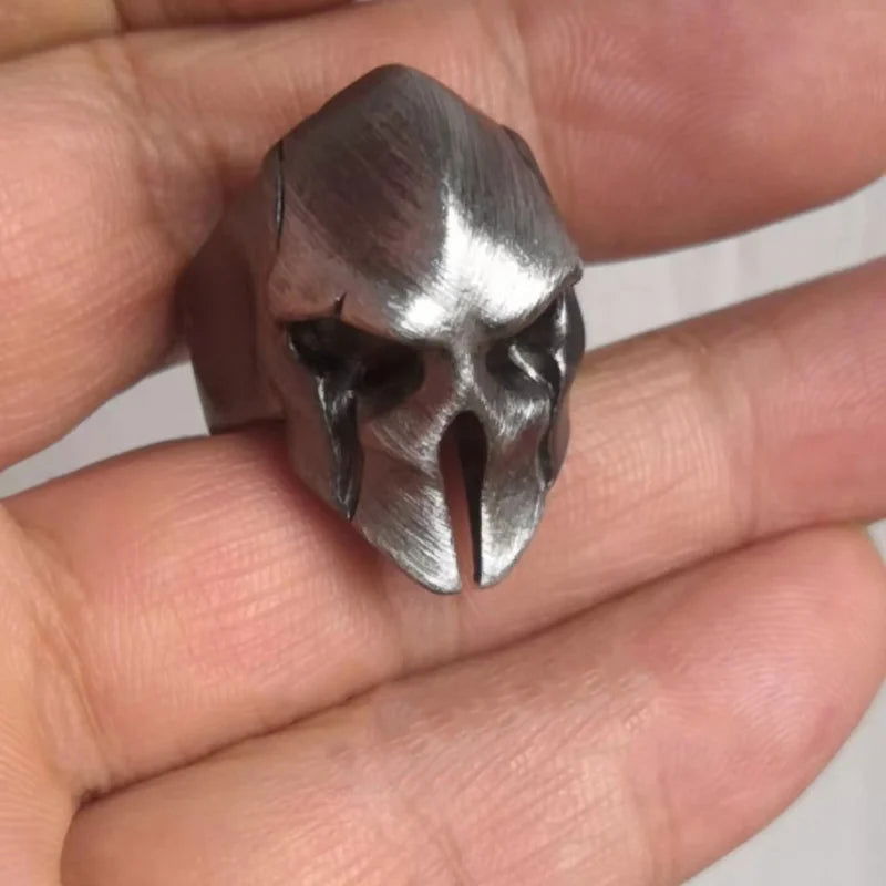 Spartan Warrior Helmet '300' Movie Mens Ring - Silver - Adjustable - That Rock Aesthetic