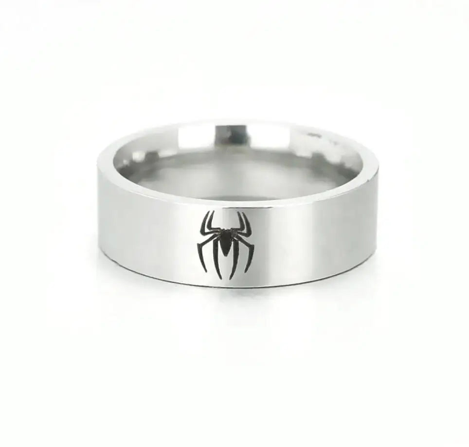 Spiderman Ring Logo #1 Superhero Mens Marvel Ring - Stainless Steel Silver - Unisex - That Rock Aesthetic