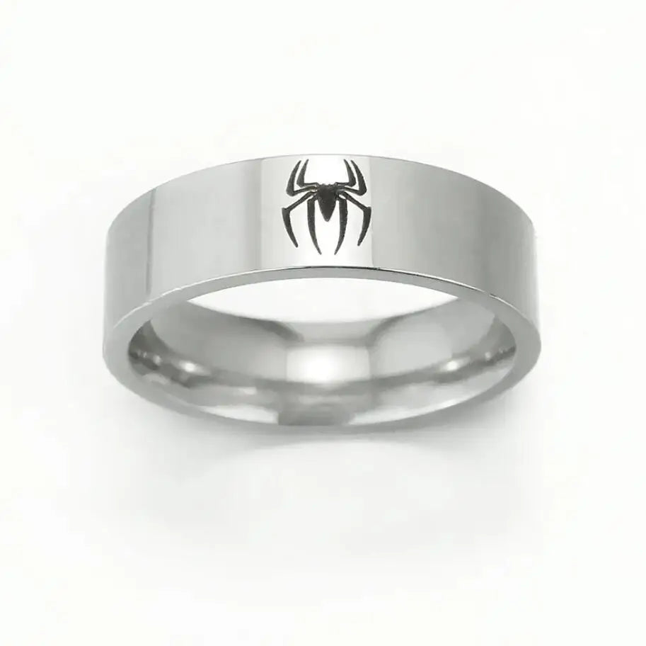 Spiderman Ring Logo #1 Superhero Mens Marvel Ring - Stainless Steel Silver - Unisex - That Rock Aesthetic