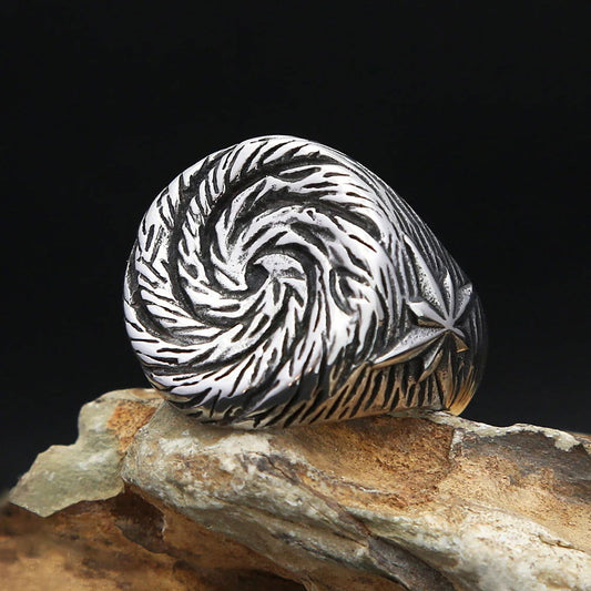 Star Tornado Twist Spiral Ring Mens - Stainless Steel Silver - Unisex - That Rock Aesthetic