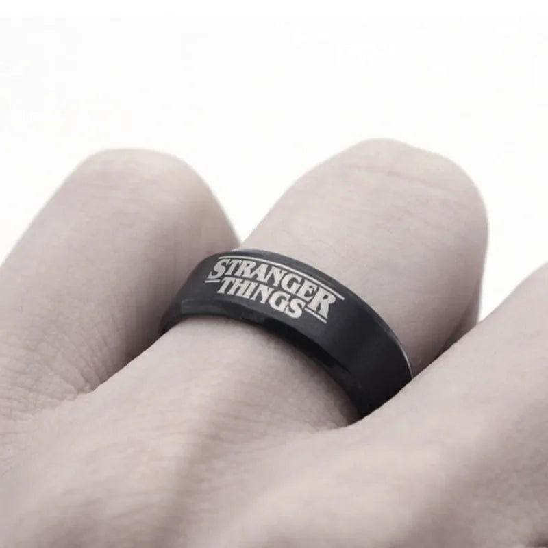 Stranger Things Ring Collection - Eleven, Friends Don't Lie, I Believe - Stainless Steel Black - Unisex - That Rock Aesthetic