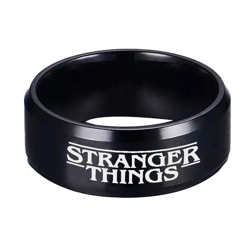 Stranger Things Ring Collection - Eleven, Friends Don't Lie, I Believe - Stainless Steel Black - Unisex - That Rock Aesthetic