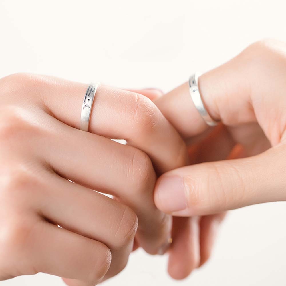Shooting Star Boho Sun and Moon Rings Set - Silver - Unisex - That Rock Aesthetic