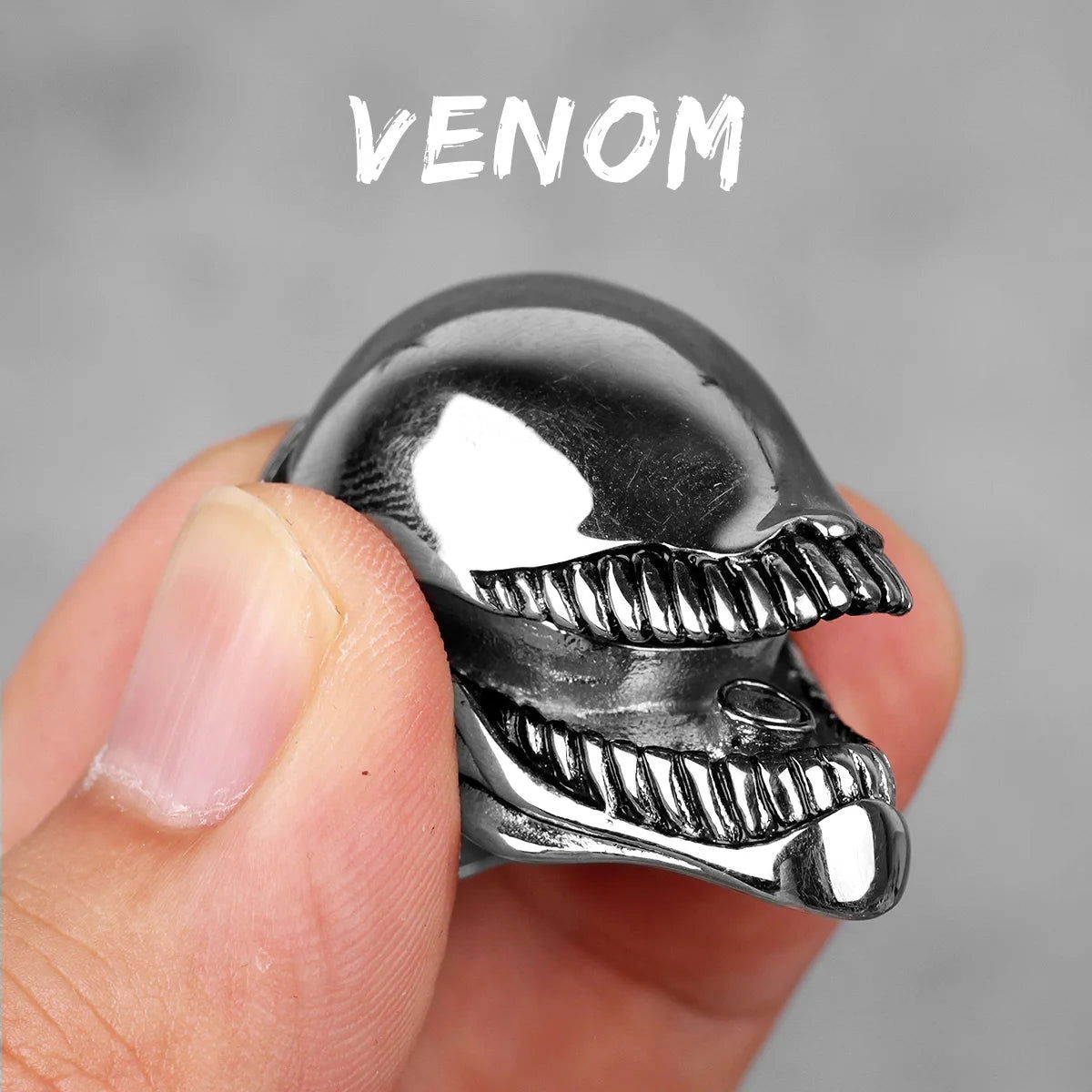 Venom Superhero Mens Spiderman Marvel Ring - Stainless Steel Silver - Unisex - That Rock Aesthetic