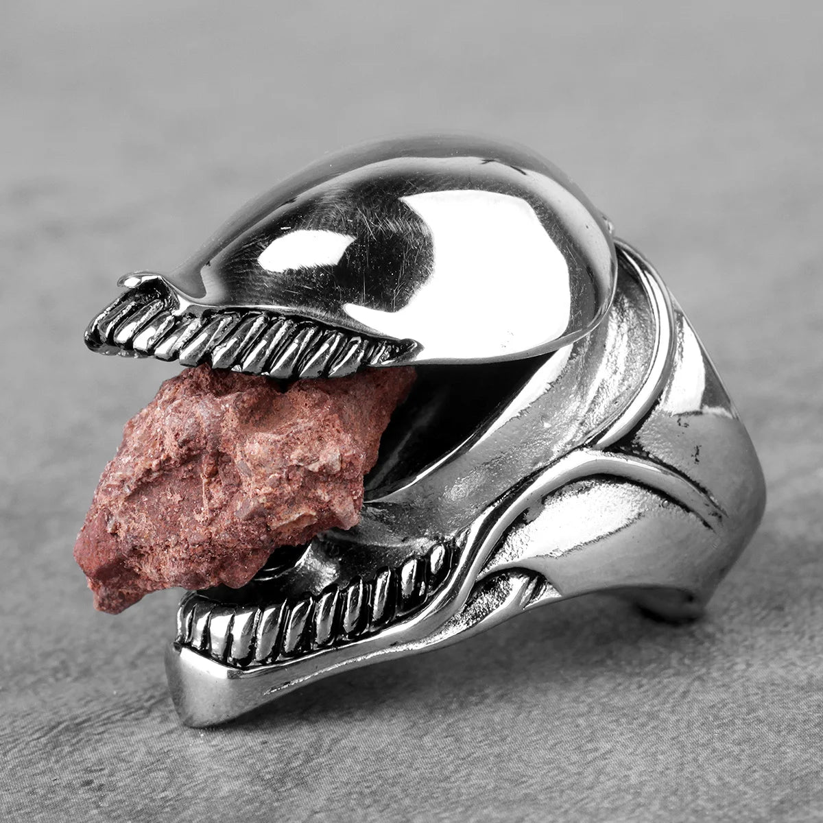 Venom Superhero Mens Spiderman Marvel Ring - Stainless Steel Silver - Unisex - That Rock Aesthetic