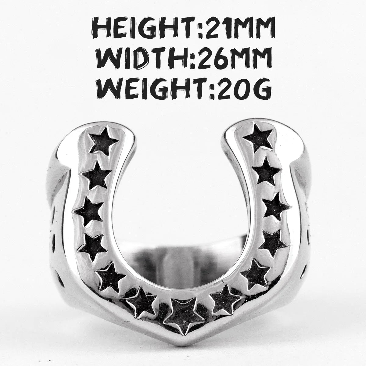 Western Cowboy Horseshoe Ring Mens - Stainless Steel Silver - Unisex - That Rock Aesthetic