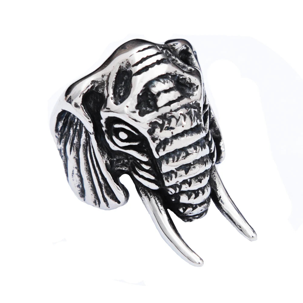 Wild African Elephant Ring Mens - Stainless Steel Silver & Gold - Unisex - That Rock Aesthetic
