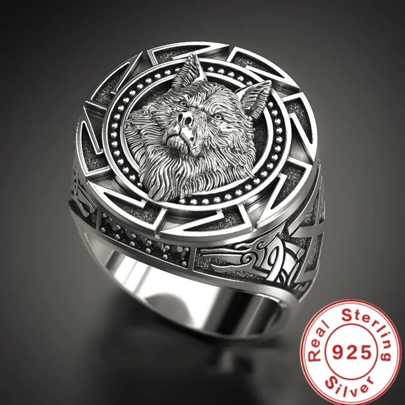 Wolf Ring Mens Signet - 925 Sterling Silver - Unisex - That Rock Aesthetic