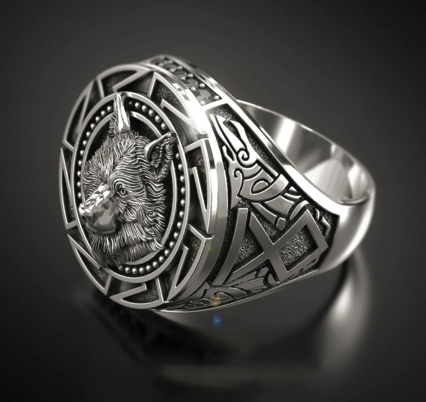 Wolf Ring Mens Signet - 925 Sterling Silver - Unisex - That Rock Aesthetic