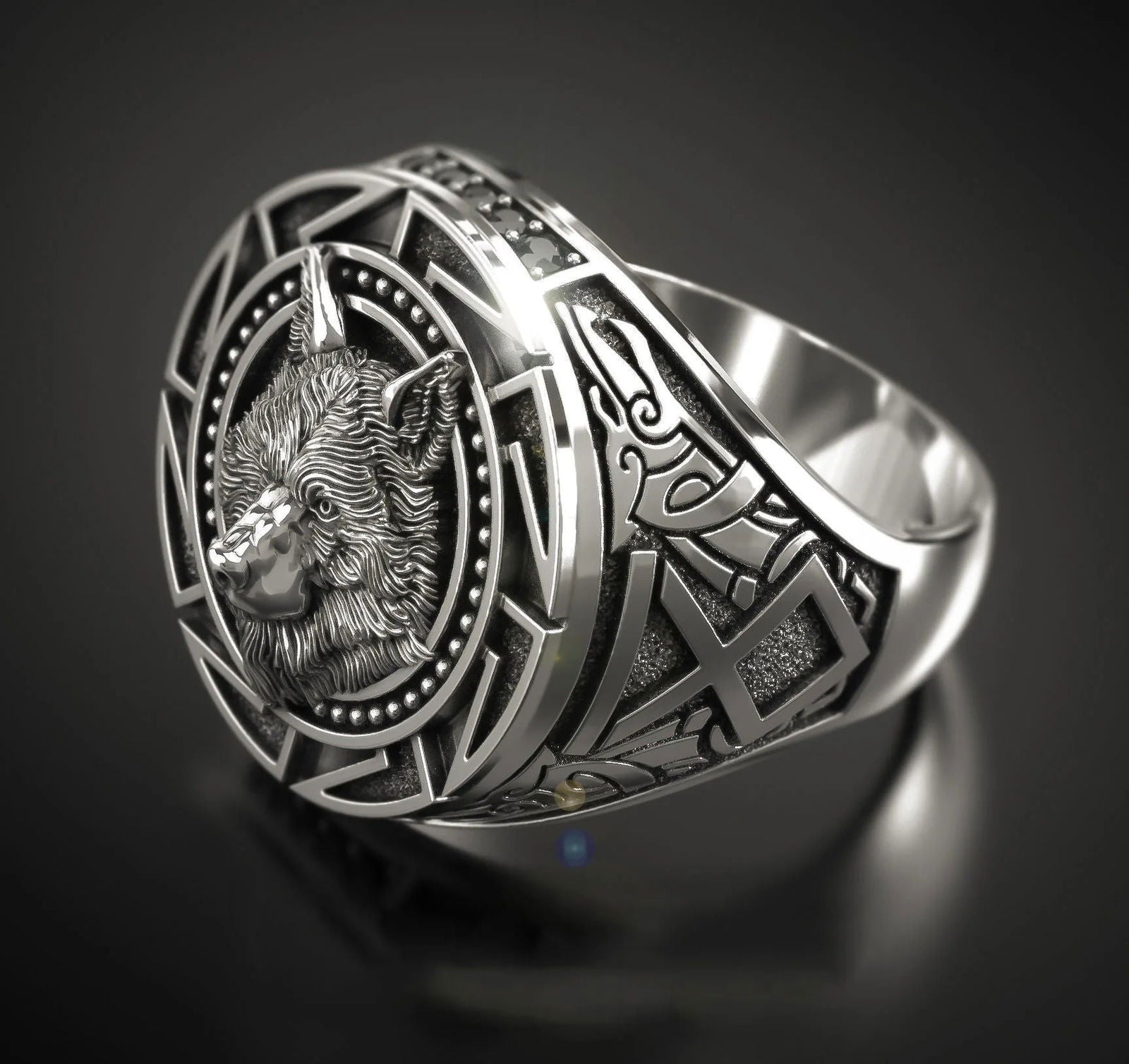 Wolf Ring Mens Signet - 925 Sterling Silver - Unisex - That Rock Aesthetic