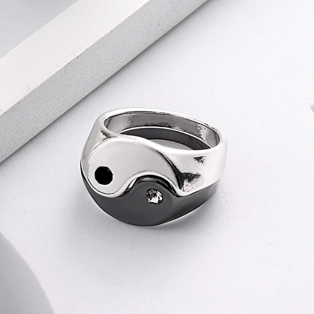 Matching Yin Yang Ring Set for Couples - Silver - Unisex - That Rock Aesthetic