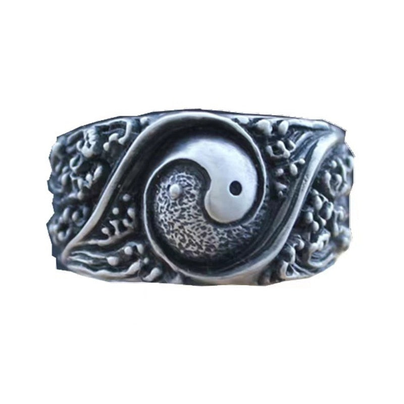 Boho Yin Yang Ring - Silver - Unisex - Adjustable - That Rock Aesthetic