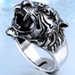 Roaring Tiger Head Mens Ring - Stainless Steel Silver, Gold or Black - Unisex