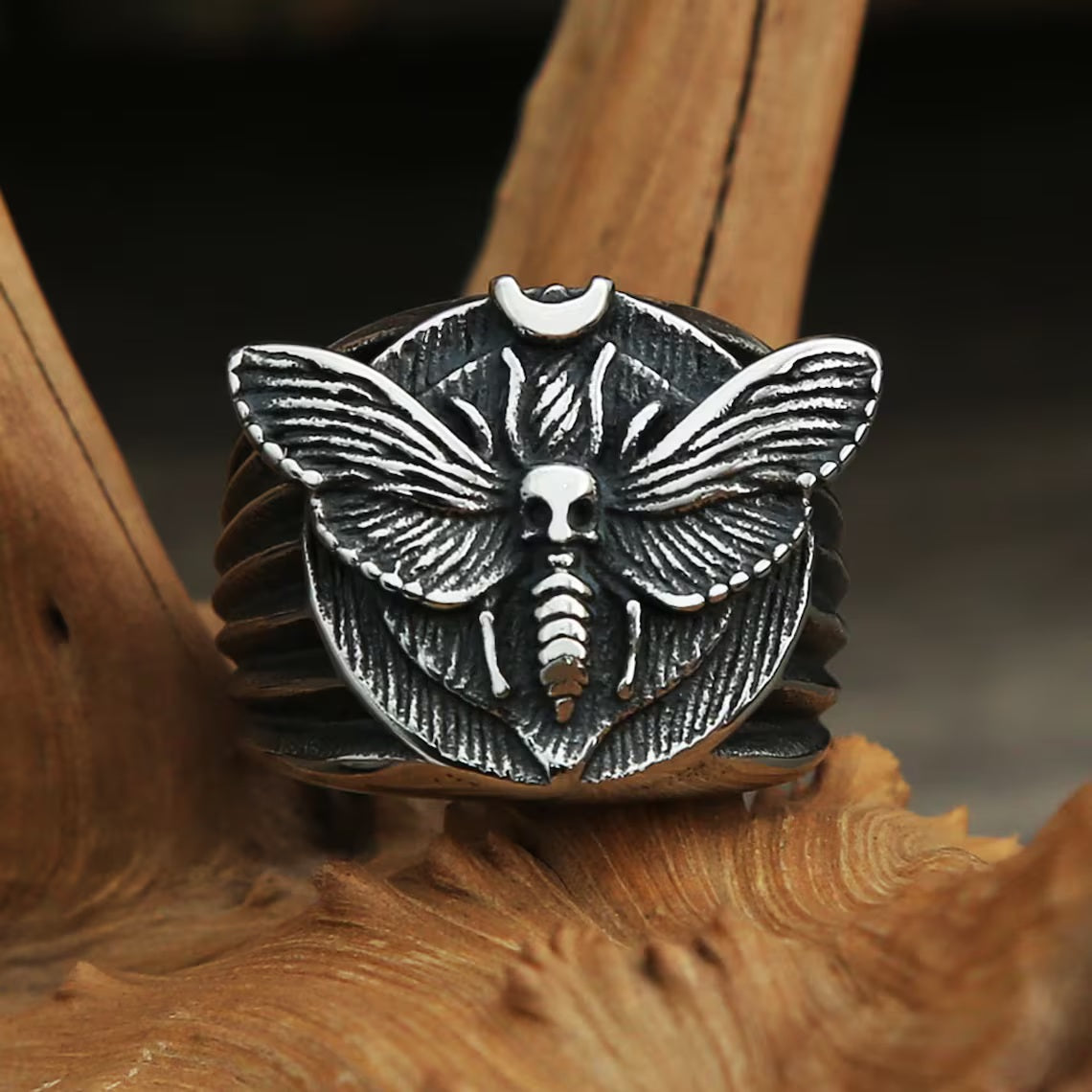 Death's Head Butterfly / Bee / Moth / Skull / Moon Ring - Silver