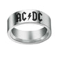 AC/DC Ring Mens Music Ring - Stainless Steel Silver & Black - Unisex - That Rock Aesthetic