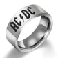 AC/DC Ring Mens Music Ring - Stainless Steel Silver & Black - Unisex - That Rock Aesthetic