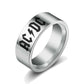 AC/DC Ring Mens Music Ring - Stainless Steel Silver & Black - Unisex - That Rock Aesthetic