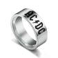 AC/DC Ring Mens Music Ring - Stainless Steel Silver & Black - Unisex - That Rock Aesthetic