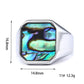 Abalone Shell Ring Mens Gemstone - Stainless Steel Silver & Gold - Unisex - That Rock Aesthetic