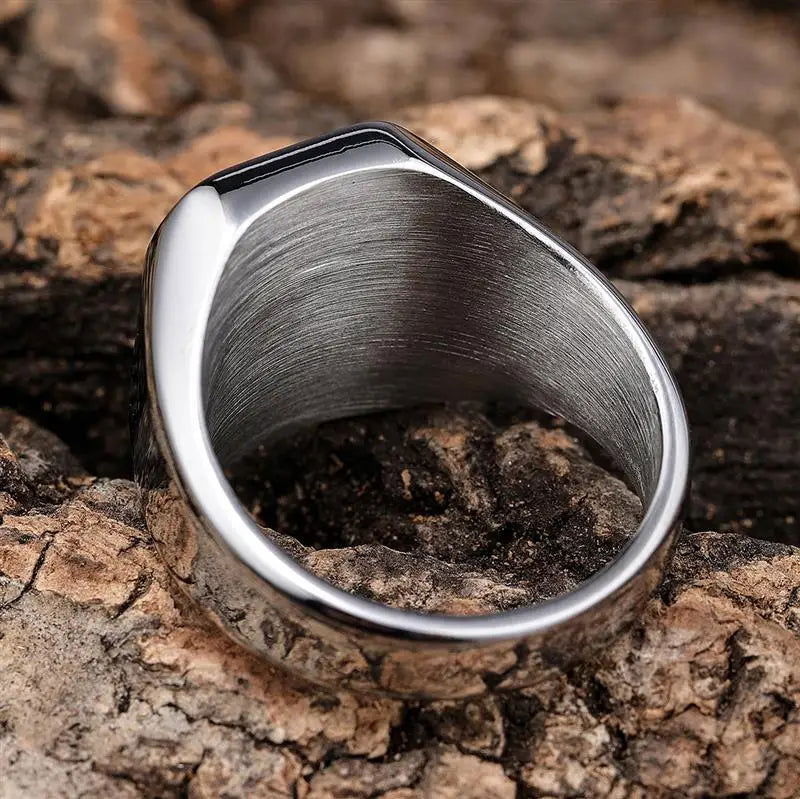 Abalone Shell Ring Mens Gemstone - Stainless Steel Silver & Gold - Unisex - That Rock Aesthetic