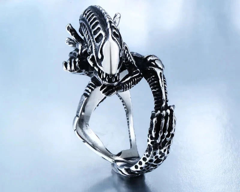 Alien Ring Mens Movie Ring - Stainless Steel Silver - Unisex - That Rock Aesthetic