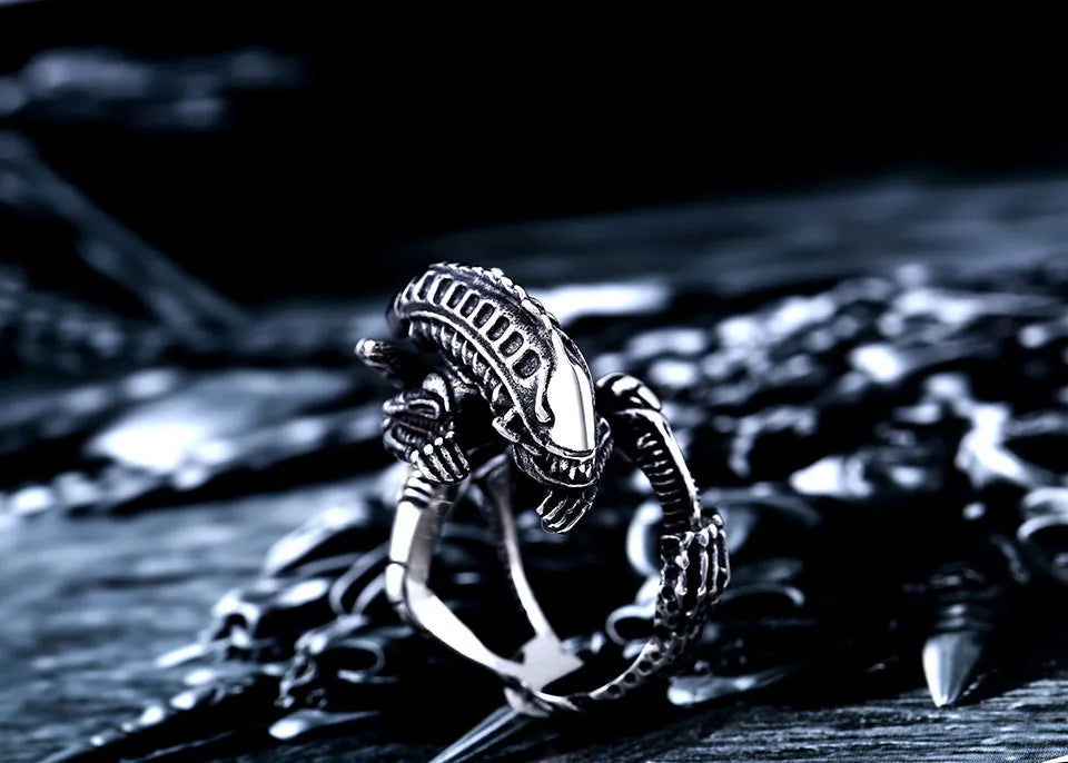 Alien Ring Mens Movie Ring - Stainless Steel Silver - Unisex - That Rock Aesthetic